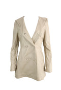 Light Brown Leather Hooded Coat
