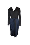 Silk Blue and Black Wraparound Dress