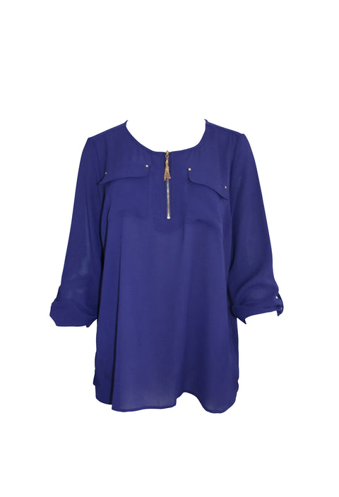 Indigo Blue Long Sleeve Tunic Top