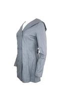 Grey Leather Hooded Coat