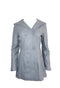 Grey Leather Hooded Coat