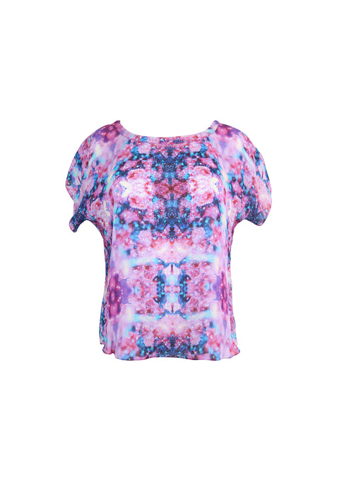 Purple and Pink Pattern Short Sleeve Top