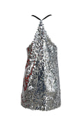 Silver Sequin Dress with Side Red Stripe