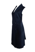 Dark Blue Wrap Midi Dress