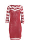 Long Sleeve Bright Red Crochet Dress