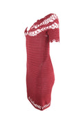 Short Sleeve Red Crochet Dress