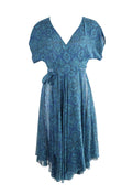 Patterned Aquamarine Blue Wrap Dress