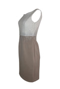 Two Toned White and Brown Sheath Dress