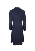 Navy Blue Long Sleeve Ruffle Dress