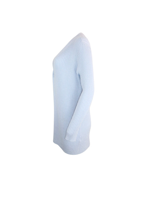 Ribbed Light Blue Long Sleeve Cardigan