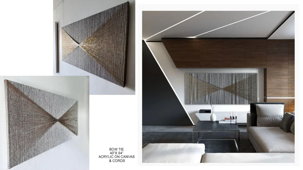 Bow Tie — 40x84 inch kinetic string art by Alessandra Meskita, acrylic on canvas and cords