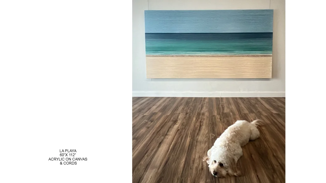 La Playa — 60x112 inch kinetic string art by Alessandra Meskita, acrylic on canvas and cords