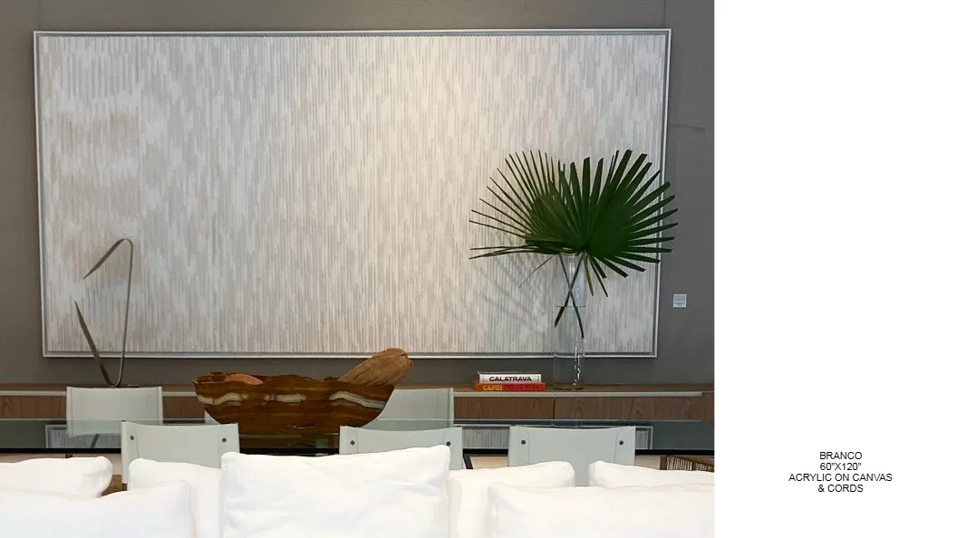 Branco — 60x120 inch kinetic string art by Alessandra Meskita, acrylic on canvas and cords