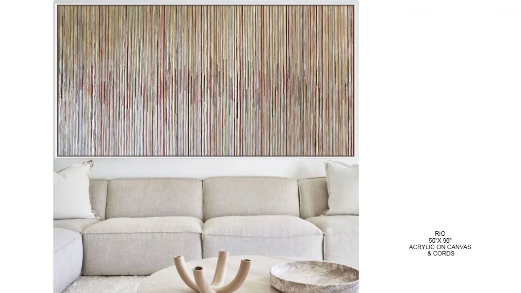Rio — 50x90 inch kinetic string art by Alessandra Meskita, acrylic on canvas and cords