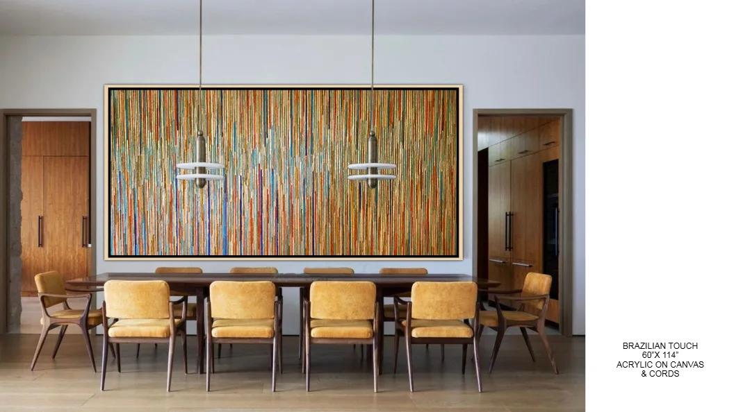 Brazilian Touch — 50x114 inch kinetic string art by Alessandra Meskita, acrylic on canvas and cords