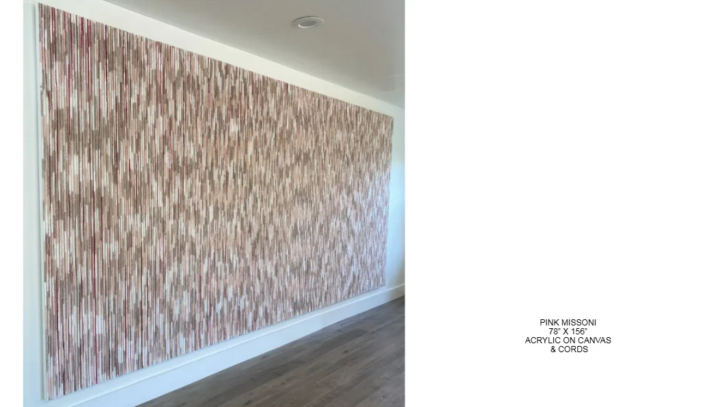 Pink Missoni — 78x156 inch kinetic string art by Alessandra Meskita, acrylic on canvas and cords