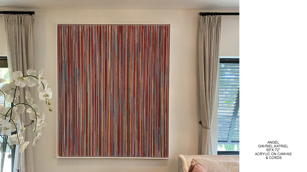 Angel — 60x72 inch kinetic string art by Alessandra Meskita, acrylic on canvas and cords