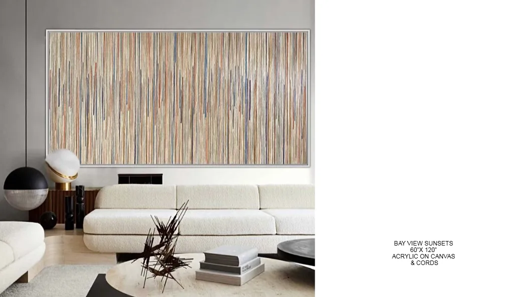 Bay View Sunsets — 60x120 inch kinetic string art by Alessandra Meskita, acrylic on canvas and cords