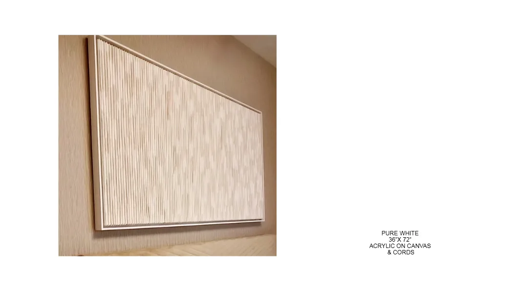 Pure White — 36x72 inch kinetic string art by Alessandra Meskita, acrylic on canvas and cords