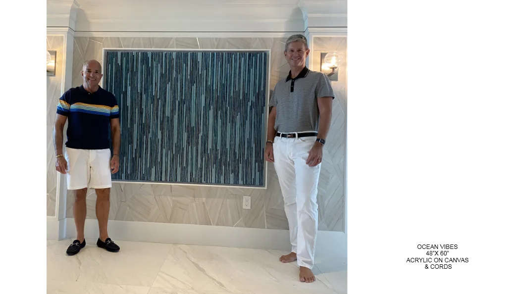 Ocean Vibes — 48x60 inch kinetic string art by Alessandra Meskita, acrylic on canvas and cords