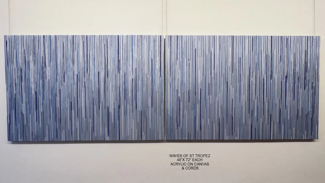 Waves of St Tropez — 48x72 inch each, kinetic string art by Alessandra Meskita, acrylic on canvas and cords