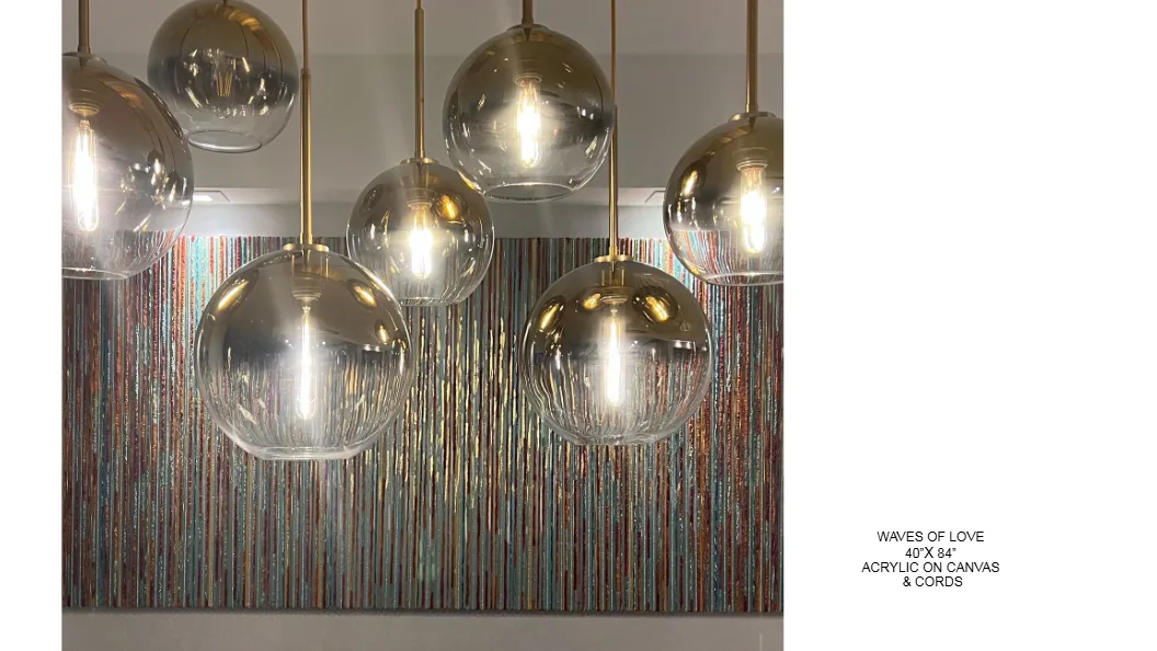 Waves of Love — 48x84 inch kinetic string art by Alessandra Meskita, acrylic on canvas and cords