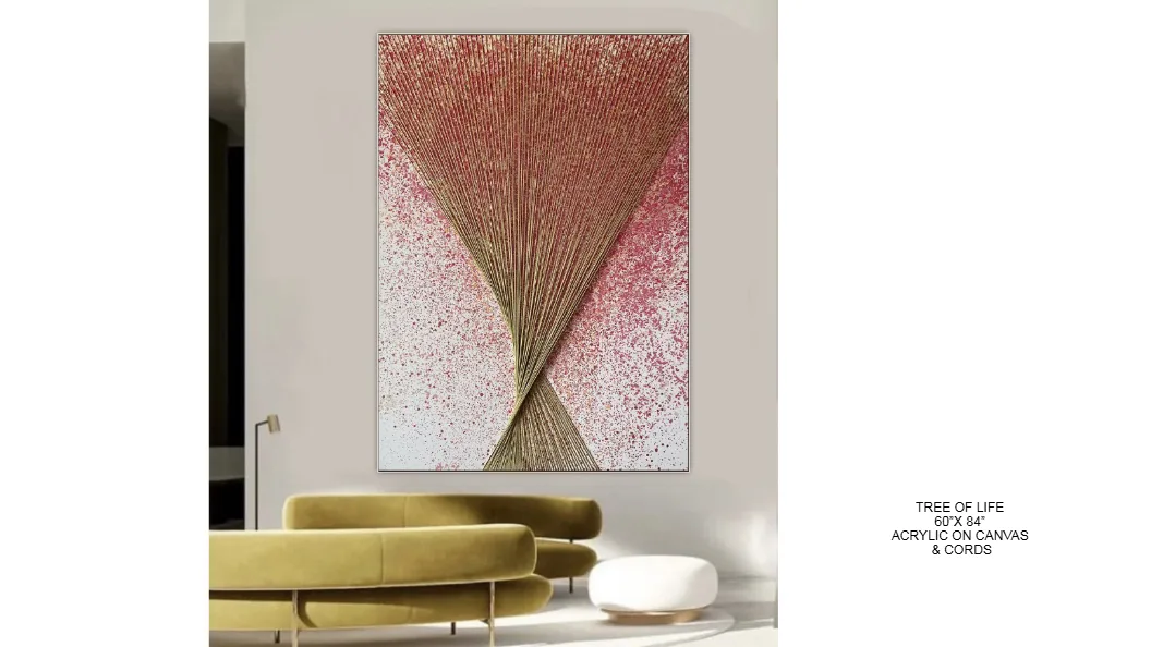 Tree of Life — 60x84 inch kinetic string art by Alessandra Meskita, acrylic on canvas and cords